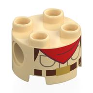 Brique ronde 2 x 2, trous d'connecteurs avec uniforme scout, ceinture brun rougeâtre, motif imprimé mouchoir rouge (Brick Round 2 x 2, Pin Holes with Scouting Uniform, Reddish Brown Belt, Red Handkerchief Print)