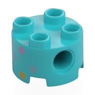 Visuel indicatif Rebrickable de Brique ronde 2 x 2, trous d'connecteurs avec motif imprimé de points multicolores (Brick Round 2 x 2, Pin Holes with Multi-Colored Dots Print)