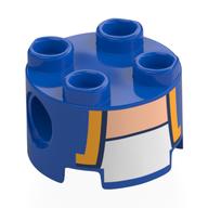 Brique ronde 2 x 2, trous d'connecteurs avec revers dorés, garniture bleu foncé et motif imprimé sous-vêtement blanc (Brick Round 2 x 2, Pin Holes with Gold Lapels, Dark Blue Trim, and White Undershirt Print)