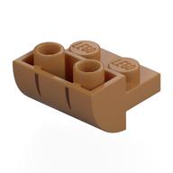 Visuel indicatif Rebrickable de Brique incurvée inversée 2 x 2 avec 1 x 2 découpes avec motif imprimé de rayures brun rougeâtre (Brick Curved Inverted 2 x 2 with 1 x 2 Cutouts with Reddish Brown Stripes Print)