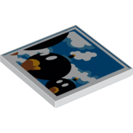 Visuel indicatif Rebrickable de Tuile 4 x 4 avec motif imprimé Bob-Ombs (Tile 4 x 4 with Bob-Ombs Print)