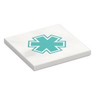 Visuel indicatif Rebrickable de Tuile 4 x 4 avec motif imprimé étoile de vie turquoise foncé (Tile 4 x 4 with Dark Turquoise Star of Life Print)