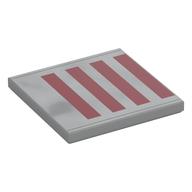Visuel indicatif Rebrickable de Tuile 4 x 4 avec rectangles rouge foncé, gris foncé Lignes motif imprimé (Tile 4 x 4 with Dark Red Rectangles, Dark Bluish Grey Lines Print)