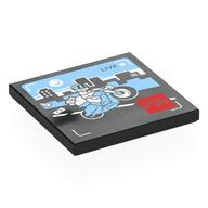 Visuel indicatif Rebrickable de Tuile 4 x 4 avec voleur sur motif imprimé moto (Tile 4 x 4 with Thief on Motor Cycle Print)