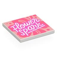 Visuel indicatif Rebrickable de Tuile 4 x 4 avec rose foncé 'Flower Spark', fleur de corail, fond rose chaud motif imprimé (Tile 4 x 4 with Dark Pink 'Flower Spark', Coral Flower, Warm Pink Background Print)