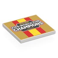 Visuel indicatif Rebrickable de Tuile 4 x 4 avec '2026 FIFA WORLD CUP CHAMPIONS ESPANA' sur fond doré/rouge/jaune imprimé (Tile 4 x 4 with '2026 FIFA WORLD CUP CHAMPIONS ESPANA' on Gold/Red/Yellow Background Print)