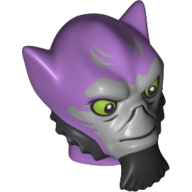 Tête de minifigurine spéciale, lasat avec visage gris bleuté clair, barbe noire et favoris motif imprimé (zeb orrelios) (Minifig Head Special, Lasat with Light Bluish Gray Face, Black Beard and Sideburns Print (Zeb Orrelios))