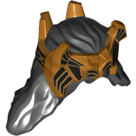 Visuel indicatif Rebrickable de Cheveux et couronne, longue ondulée avec des extrémités déchiquetées, motif imprimé couronne d'or (Hair and Crown, Long Wavy with Ragged Ends, Gold Crown Print)