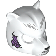 Visuel indicatif Rebrickable de Masque ours avec nez noir, croc, fourrure grise et patch de tendon violet motif imprimé (Mask Bear with Black Nose, Fang, Gray Fur and Purple Sinew Patch Print)