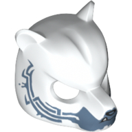 Masque ours avec nez noir, un croc, menton bleu sable et des marques bleu sable motif imprimé (Mask Bear with Black Nose, One Fang, Sand Blue Chin and Sand Blue Markings Print)