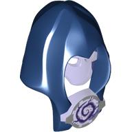 Visuel indicatif Rebrickable de Capuche et masque, violet transparent, médaillon argenté avec motif imprimé tourbillon (Hood and Mask, Trans Purple, Silver Medallion with Swirl Print)