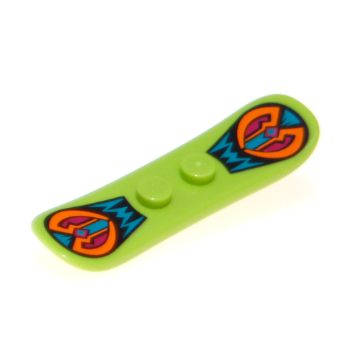 Visuel indicatif Rebrickable de Sport snowboard petit avec des formes angulaires turquoise foncé et orange motif imprimé (Sports Snowboard Small with Dark Turquoise and Orange Angular Shapes Print)