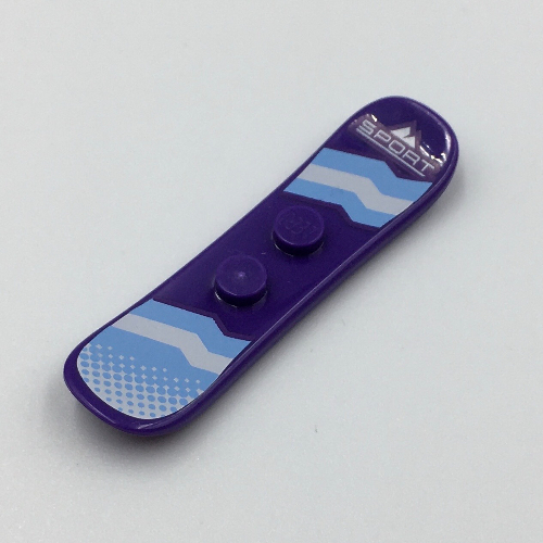 Visuel indicatif Rebrickable de Snowboard sport petit avec des décorations bleu clair blanc et lumineux et logo 'SPORT' motif imprimé (Sports Snowboard Small with White and Bright Light Blue Decorations and 'SPORT' Logo Print)
