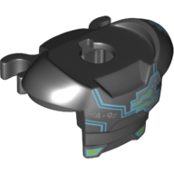 Visuel indicatif Rebrickable de Espace d'armure de vêtements de nuque minifigurine avec protection des épaules et 2 attaches avec la tête de cyborg azur foncé, '4-9' et motif de circuit argenté (Minifig Neckwear Armor Space with Shoulder Protection and 2 Clips with Dark Azure Cyborg Head, '4-9' and Silver Circuitry Pattern)