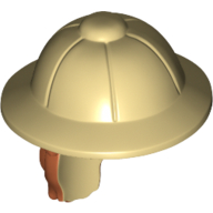 Visuel indicatif Rebrickable de Cheveux et chapeau, casque moelleux et cheveux orange foncé en queue de cheval (Hair and Hat, Pith Helmet and Dark Orange Hair in Ponytail Pattern)