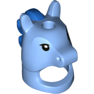 Costume / masque, cheval avec trou dans le haut et crinière bleu motif imprimé (Costume / Mask, Horse with Hole in Top and Mane Blue Print)