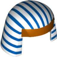 Coiffe nemes avec bordure dorée et motif imprimé rayures bleues (Headdress Nemes with Gold Trim and Blue Stripes Print)