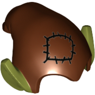 Visuel indicatif Rebrickable de Chapeau tombant avec des oreilles pointues motif vert olive et patch imprimé (Hat Drooping with Pointy Ears Olive Green Pattern and Patch Print)