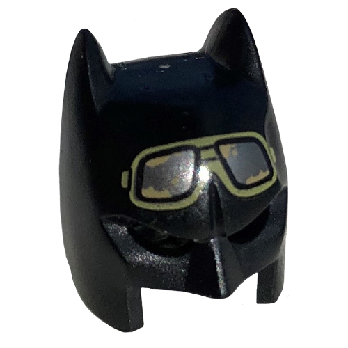 Visuel indicatif Rebrickable de Masque, Batman cagoule ouvert menton, vert neige lunettes motif imprimé (Mask, Batman Cowl Open Chin, Green Snow Goggles Print)