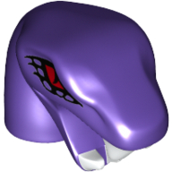 Tête de minifigurine spéciale, serpent avec cou court avec yeux rouges, bouche ouverte avec motif imprimé crocs blancs (chop'rai) (Minifig Head Special, Snake with Short Neck with Red Eyes, Open Mouth with White Fangs Print (Chop'rai))