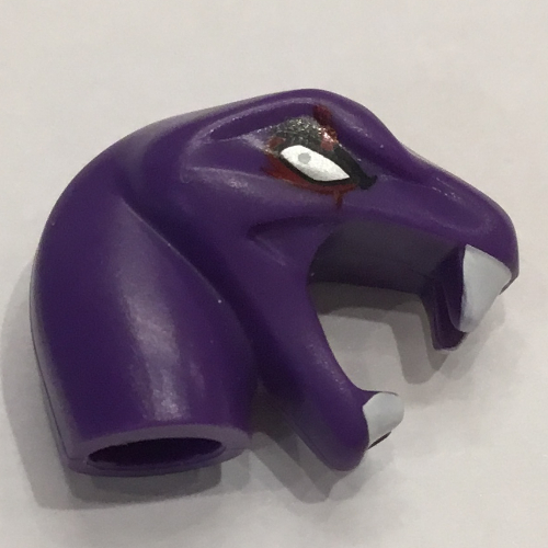 Tête de minifigurine Spécial, Serpent à cou court avec yeux rouges, bouche ouverte avec motif imprimé de crocs blancs (Eyezorai) (Minifig Head Special, Snake with Short Neck with Red Eyes, Open Mouth with White Fangs Print (Eyezorai))