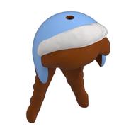 Cheveux et chapeau, long avec couettes et chapeau d'hiver bleu clair vif avec motif imprimé Fourrure blanche (Hair and Hat, Long with Pigtails and Bright Light Blue Winter Hat with White Fur Trim Print)