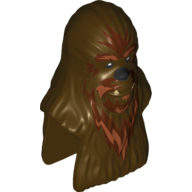 Tête de minifigurine Spécial, Wookiee avec motif imprimé Fourrure Orange Foncé (Wullffwarro) (Minifig Head Special, Wookiee with Dark Orange Fur Print (Wullffwarro))