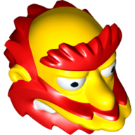 Tête de minifigurine Spécial, Simpsons, Willie au sol avec barbe rouge, motif : sourcils et cheveux (Minifig Head Special, Simpsons, Groundskeeper Willie with Red Beard, Eyebrows and Hair Print)
