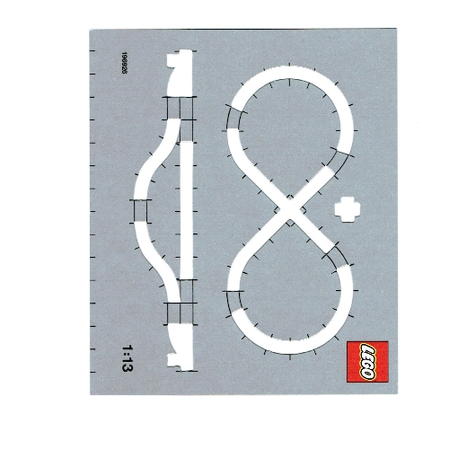 Carte d'activité, modèle de mise en page de voie de train 1:13 échelle pour 4.5V & 12V, 159mm x 134mm, avec logo LEGO (Activity Card, Train Track Layout Template 1:13 Scale for 4.5V & 12V, 159mm x 134mm, with Lego logo)
