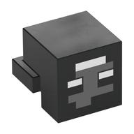Tête de minifigurine spéciale, cube avec rebord arrière, flétri, pixélisée face gris bleuté foncé/blanc (Minifig Head Special, Cube with Rear Ledge, Wither, Pixelated Dark Bluish Grey/White Face)