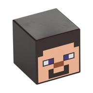 Tête de minifigurine spéciale, cube avec Minecraft steve lumière nougat visage motif imprimé (Minifig Head Special, Cube with Minecraft Steve Light Nougat Face Print)