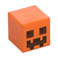 Tête de minifigurine spéciale, cube avec citrouille jack o' lanterne motif imprimé (Minifig Head Special, Cube with Pumpkin Jack O' Lantern Print)