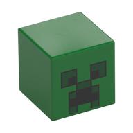 Tête de minifigurine Spécial, Cube avec motif imprimé Creeper Face (Minifig Head Special, Cube with Creeper Face Print)