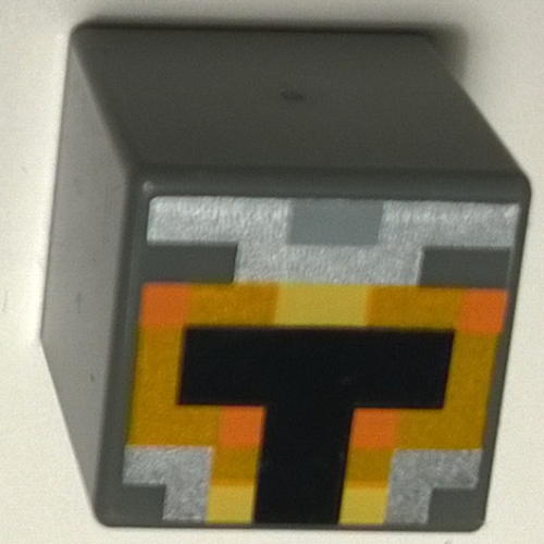 Tête de minifigurine spéciale, cube avec peau Minecraft 1 motif imprimé (Minifig Head Special, Cube with Minecraft Skin 1 Print)