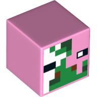 Tête de minifigurine Spécial, Cube avec motif imprimé Zombie Pigman Face (Minifig Head Special, Cube with Zombie Pigman Face Print)