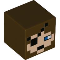 Tête de minifigurine spéciale, cube avec visage pixélisé, œil bleu, motif imprimé cache-œil (Minifig Head Special, Cube with Pixelated Face, Blue Eye, Eyepatch Print)