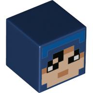 Tête de minifigurine spéciale, cube avec nougat clair pixelisée visage, yeux noirs motif imprimé (Minifig Head Special, Cube with Pixelated Light Nougat Face, Black Eyes Print)