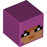 Tête de minifigurine Spécial, Cube avec Nougat Moyen Pixelisé, motif : yeux noirs (Minifig Head Special, Cube with Pixelated Medium Nougat Face, Black Eyes Print)
