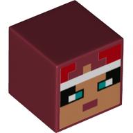 Tête de minifigurine Spécial, Cube avec Nougat moyen pixelisé, yeux turquoise foncé motif imprimé (Minifig Head Special, Cube with Pixelated Medium Nougat Face, Dark Turquoise Eyes Print)