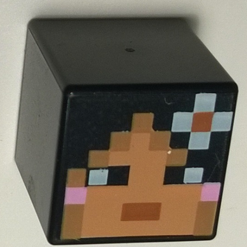 Tête de minifigurine Spécial, Cube avec motif imprimé Minecraft Skin 2 (Minifig Head Special, Cube with Minecraft Skin 2 Print)