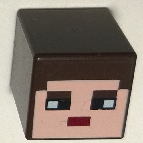 Tête de minifigurine spéciale, cube avec Minecraft peau 3 motif imprimé (Minifig Head Special, Cube with Minecraft Skin 3 Print)
