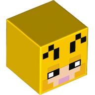 Tête de minifigurine Spécial, Cube avec motif imprimé Bee Face pixelisé (Minifig Head Special, Cube with Pixelated Bee Face Print)