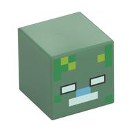 Tête de minifigurine Spécial, Cube avec motif imprimé Zombie pixelisé (Minifig Head Special, Cube with Pixelated Zombie Print)