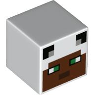 Tête de minifigurine spéciale, cube avec visage brun rougeâtre pixélisé, motif : yeux verts (Minifig Head Special, Cube with Pixelated Reddish Brown Face, Green Eyes Print)