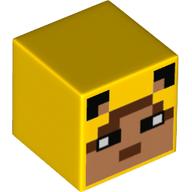 Tête de minifigurine spéciale, Cube avec Visage Nougat Pixelisé, motif : yeux noirs (Minifig Head Special, Cube with Pixelated Nougat Face, Black Eyes Print)