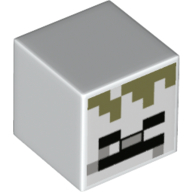 Tête de minifigurine spéciale, Cube avec yeux noirs pixelisés, vert olive Pixels motif imprimé (Minifig Head Special, Cube with Pixelated Black Eyes, Olive Green Pixels Print)