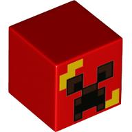 Tête de minifigurine Spécial, Cube avec Creeper, motif : rayures jaunes (Minifig Head Special, Cube with Creeper, Yellow Stripes Print)