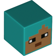 Tête de minifigurine Spécial, Cube avec Nougat Moyen Pixelisé, motif : yeux blancs (Minifig Head Special, Cube with Pixelated Medium Nougat Face, White Eyes Print)