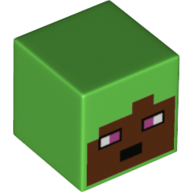 Tête de minifigurine Spécial, Cube avec Visage Brun Rougeâtre, motif : yeux magenta (Minifig Head Special, Cube with Reddish Brown Face, Magenta Eyes Print)