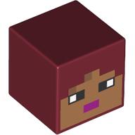 Tête de minifigurine Spécial, Cube avec Nougat Visage, motif : lèvres magenta (Minifig Head Special, Cube with Nougat Face, Magenta Lips Print)